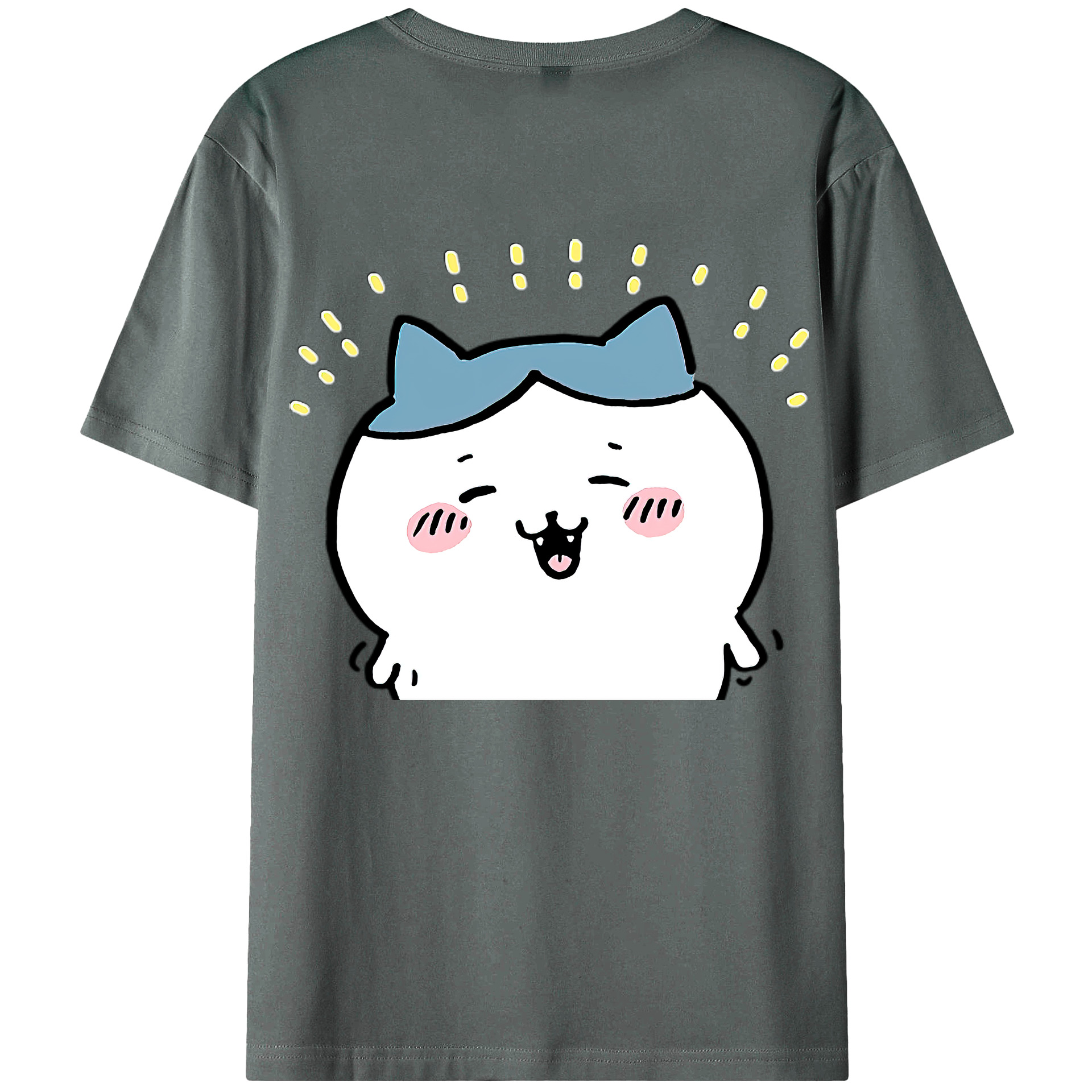 （画像用） ちいかわ ハチワレ Chii-kawa hachiware 綿100％ メンズ半袖Tシャツ（バックプリント） 通気性
